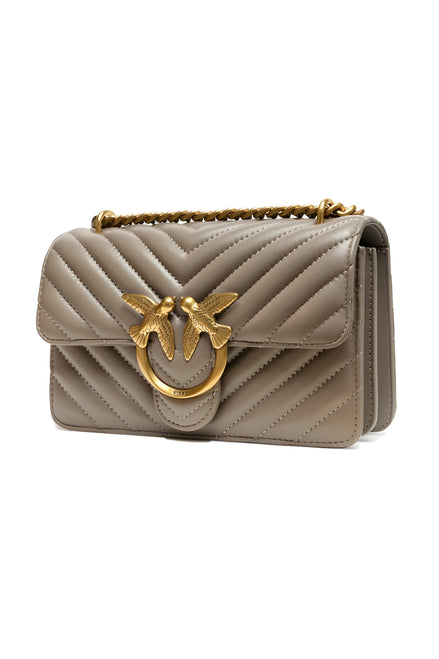 Geantă de umăr PINKO Grey Love One Mini Chevron