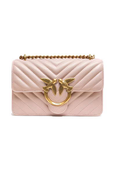 Geantă de umăr PINKO Powder Pink Love One Mini Chevron