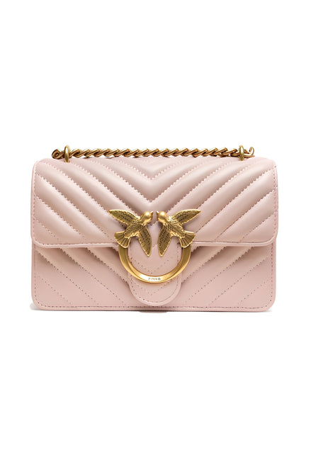 Geantă de umăr PINKO Powder Pink Love One Mini Chevron