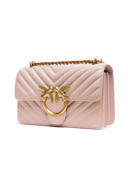 Geantă de umăr PINKO Powder Pink Love One Mini Chevron