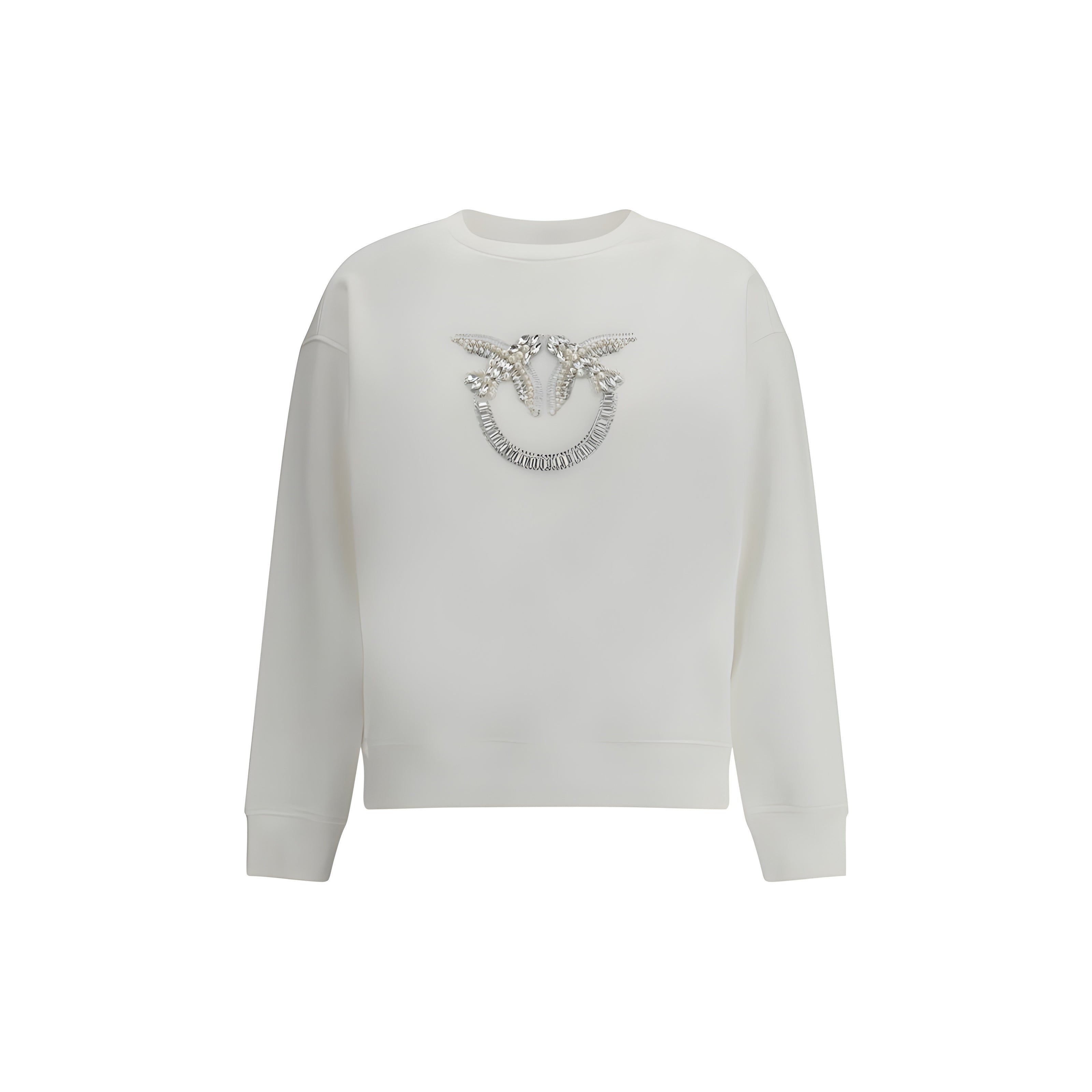 PINKO White Embroidered Logo Sweatshirt