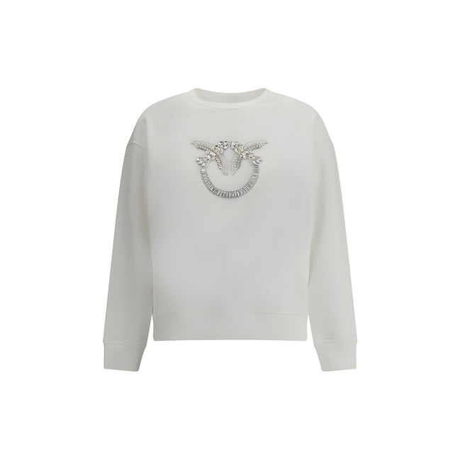 PINKO White Embroidered Logo Sweatshirt