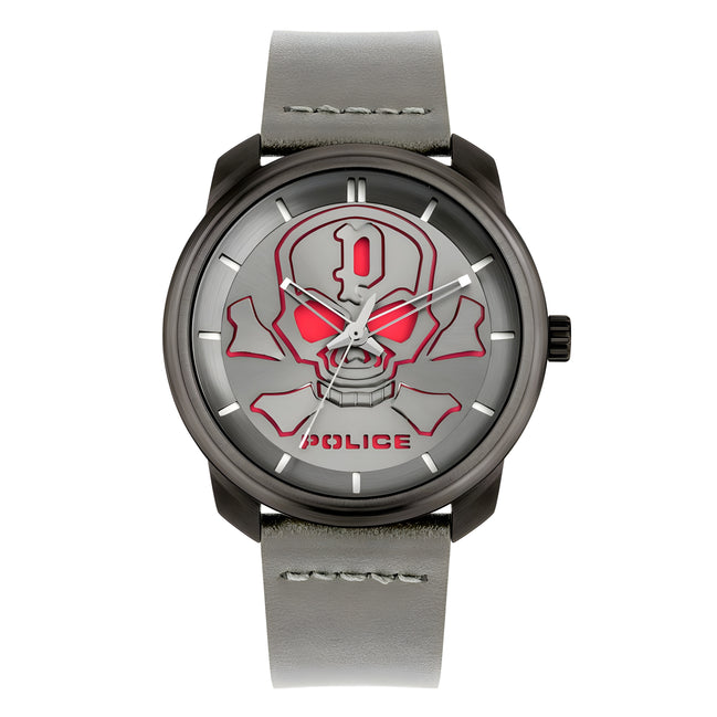 Police Grey Leather Dress Watch