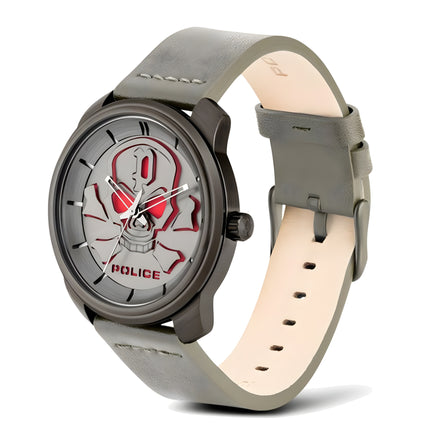 Police Grey Leather Dress Watch