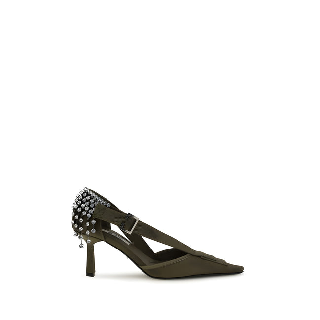 Pantofi stiletto Prada bicolori din bumbac