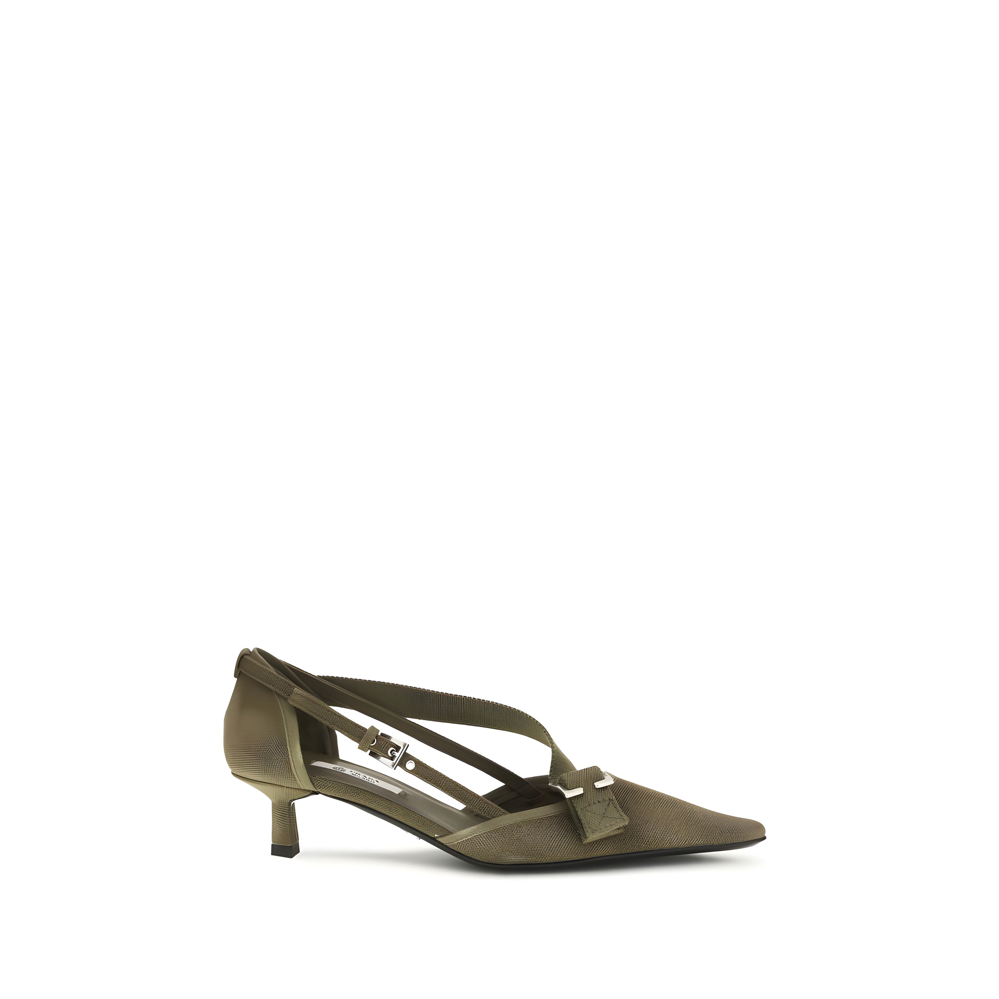 Pantofi cu toc mediu Prada Bicolor Cotton