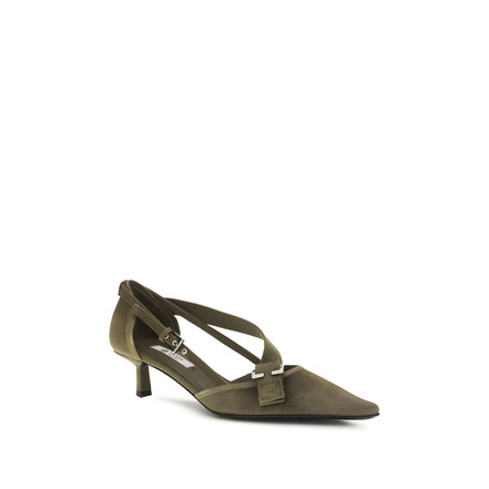 Pantofi cu toc mediu Prada Bicolor Cotton