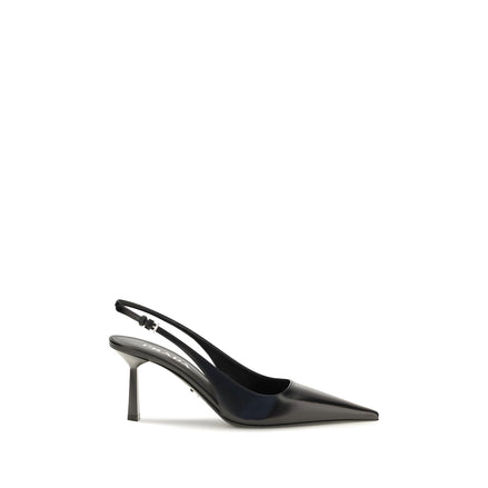 Pantofi cu toc Prada negri din piele slingback