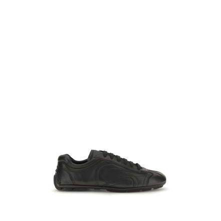Prada Black Calf Leather Low Top Sneakers