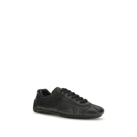 Prada Black Calf Leather Low Top Sneakers