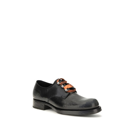 Prada Black Calf Leather Bos Taurus Oxfords And Derbies