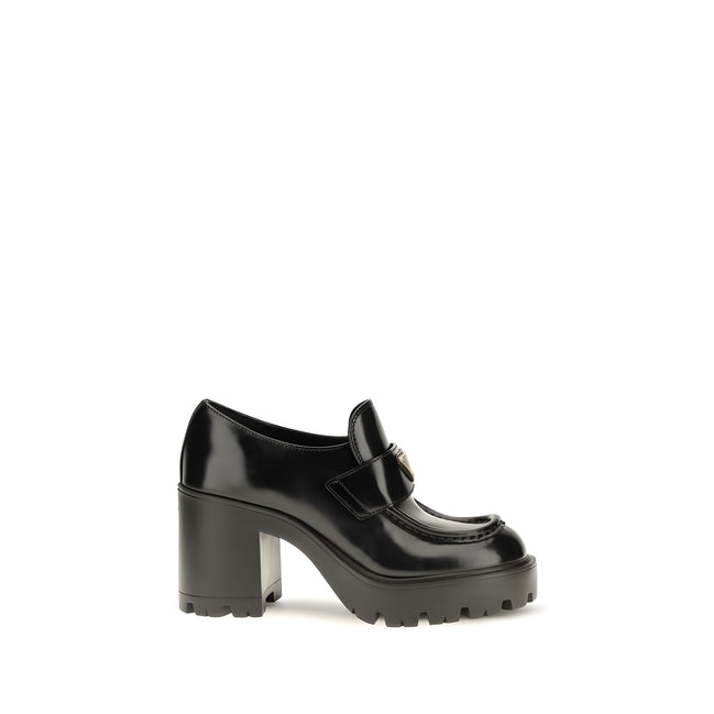 Mocasini cu platformă Prada negri din piele
