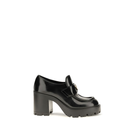 Mocasini cu platformă Prada negri din piele