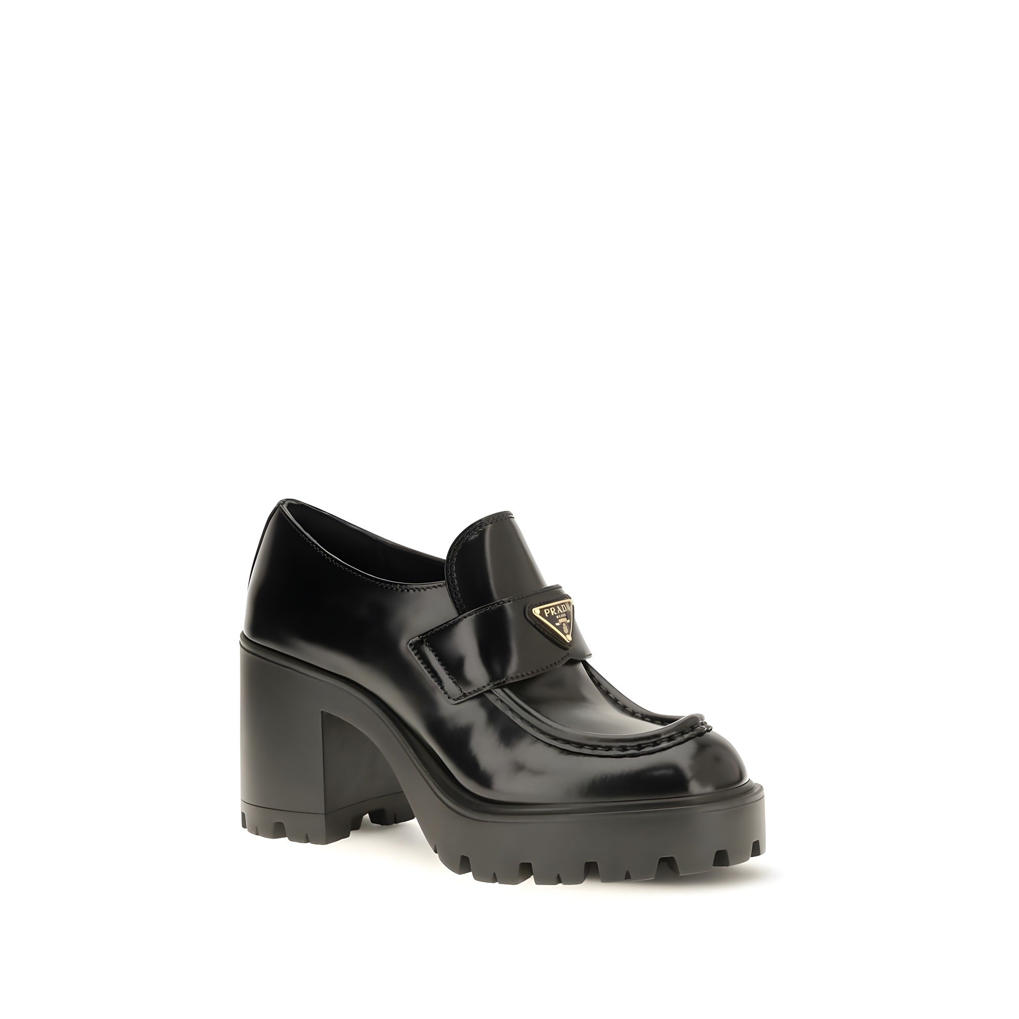 Mocasini cu platformă Prada negri din piele