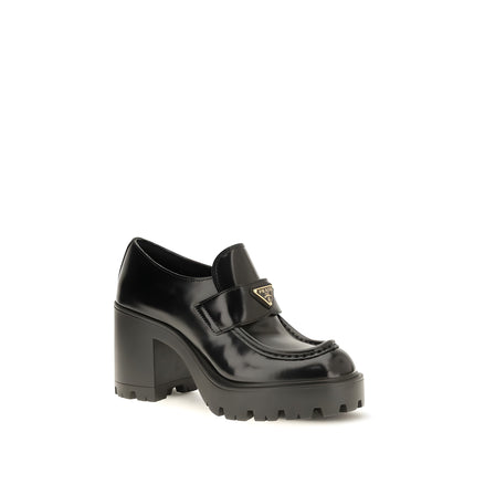 Mocasini cu platformă Prada negri din piele