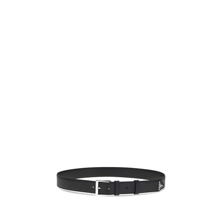 Prada Black Calf Leather Bos Taurus Regular Belt