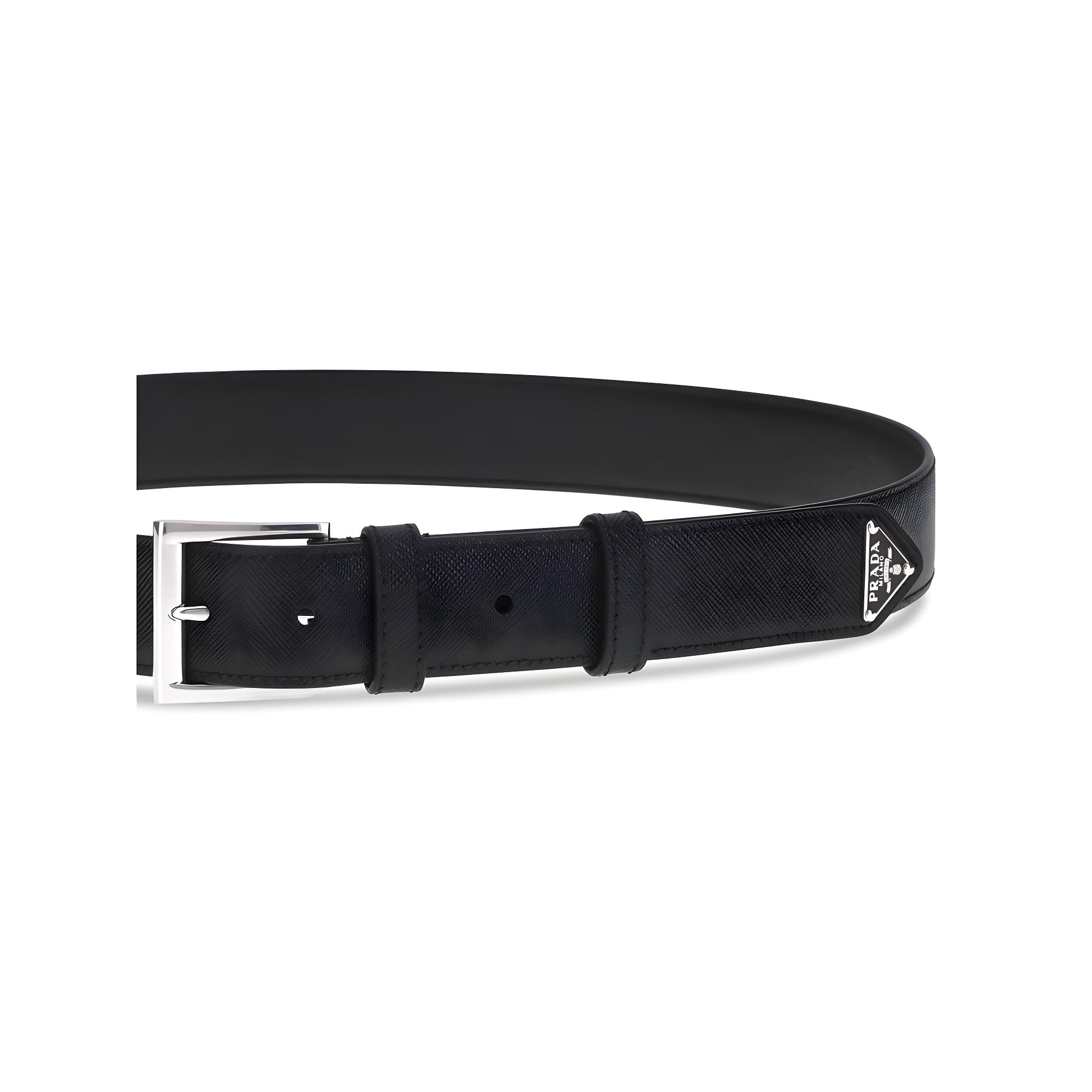 Prada Black Calf Leather Bos Taurus Regular Belt