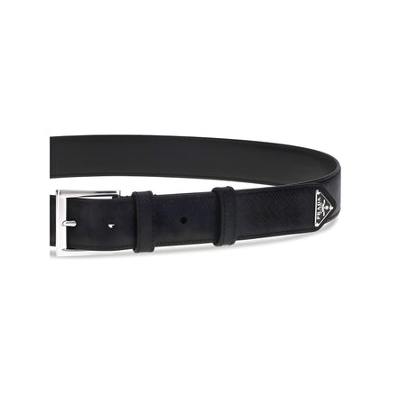 Prada Black Calf Leather Bos Taurus Regular Belt
