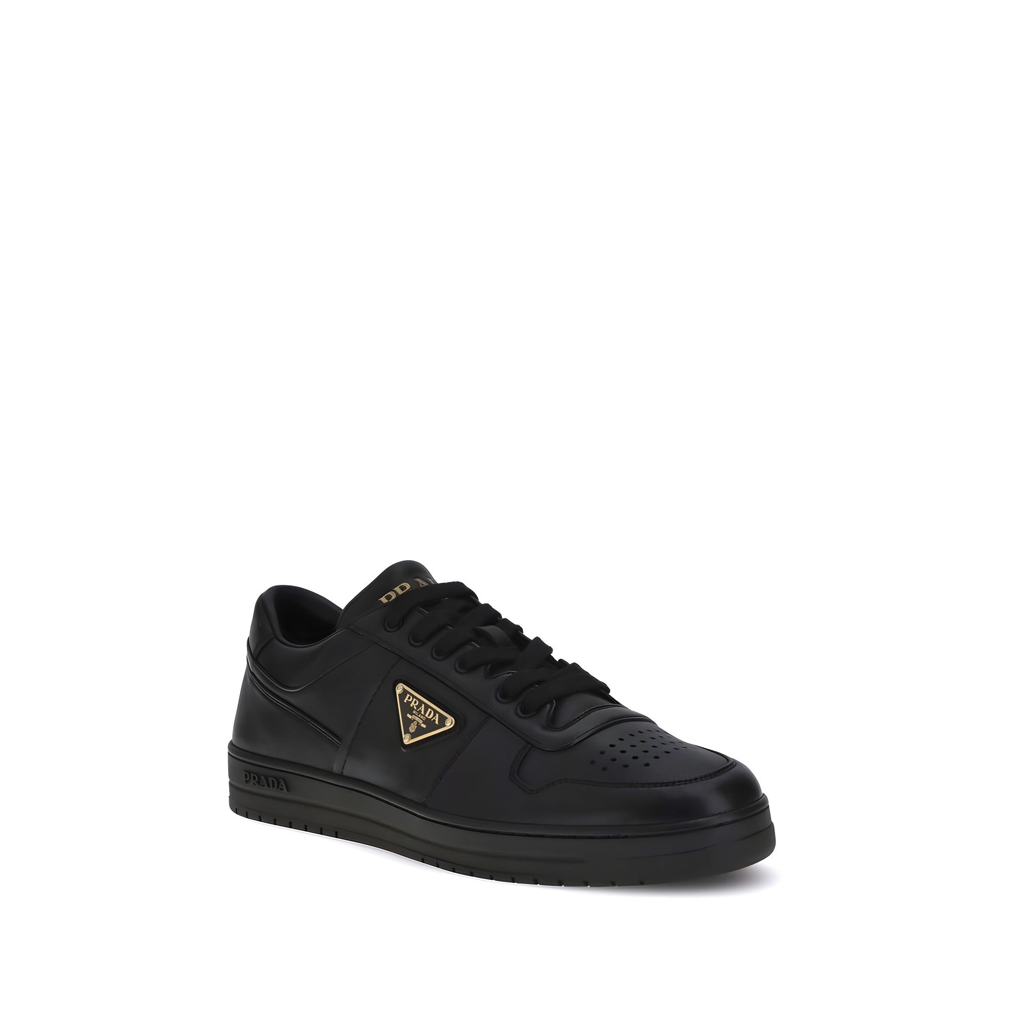 Adidași joși Prada din piele de vițel neagră