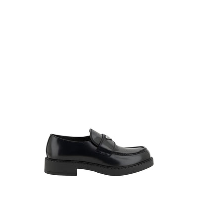 Mocasini Prada negri din piele de vițel cu platformă