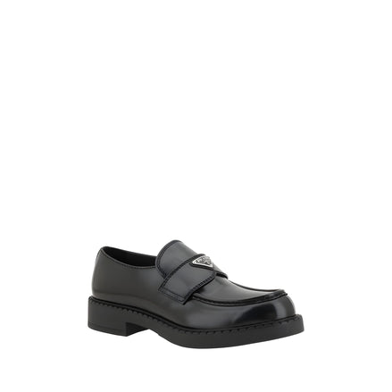 Mocasini Prada negri din piele de vițel cu platformă