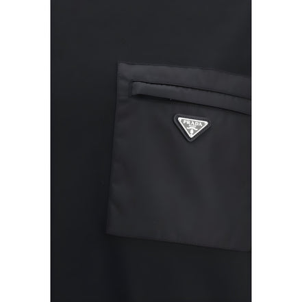 Tricou negru de bumbac Prada