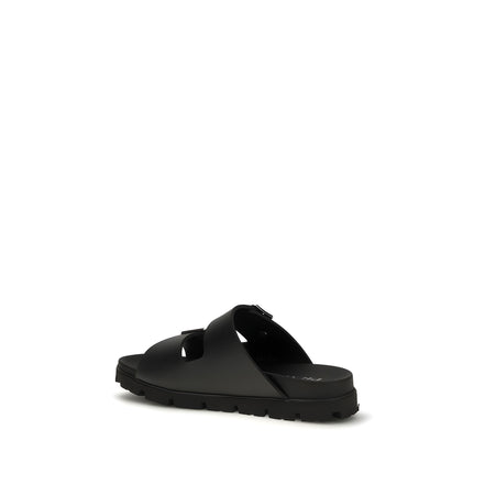 Sandale plate negre Prada