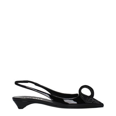Sandale plate Prada din piele neagră