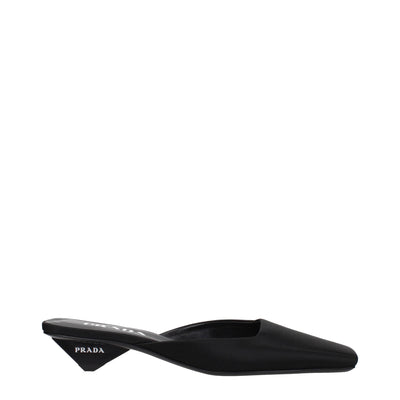 Sandale plate Prada din satin negru