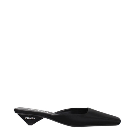 Sandale plate Prada din satin negru