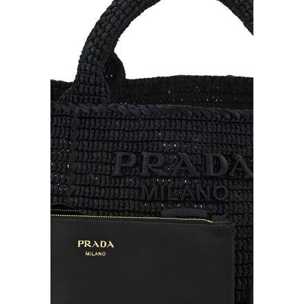 Geantă de umăr Prada neagră din viscoză