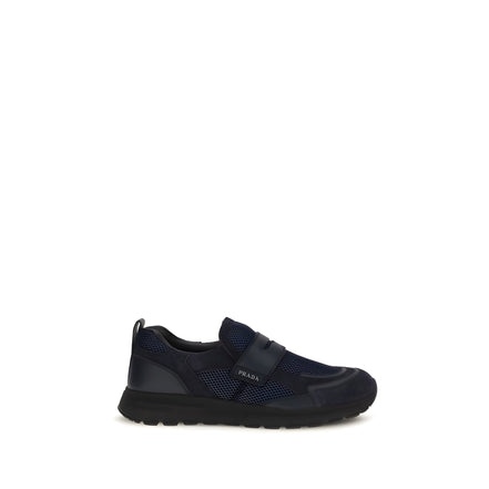 Prada Blue Leather Athletic Sneakers