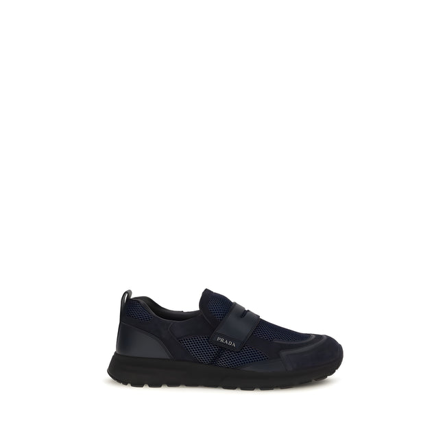 Prada Blue Leather Athletic Sneakers