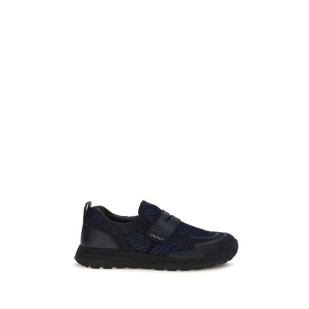 Prada Blue Leather Athletic Sneakers