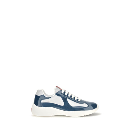 Prada Blue Calf Leather Athletic Sneakers