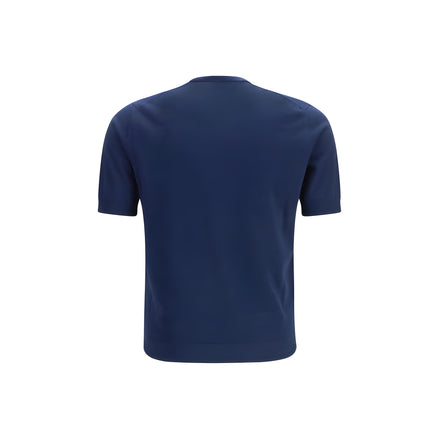 Tricou Prada albastru din bumbac cu logo pe piept