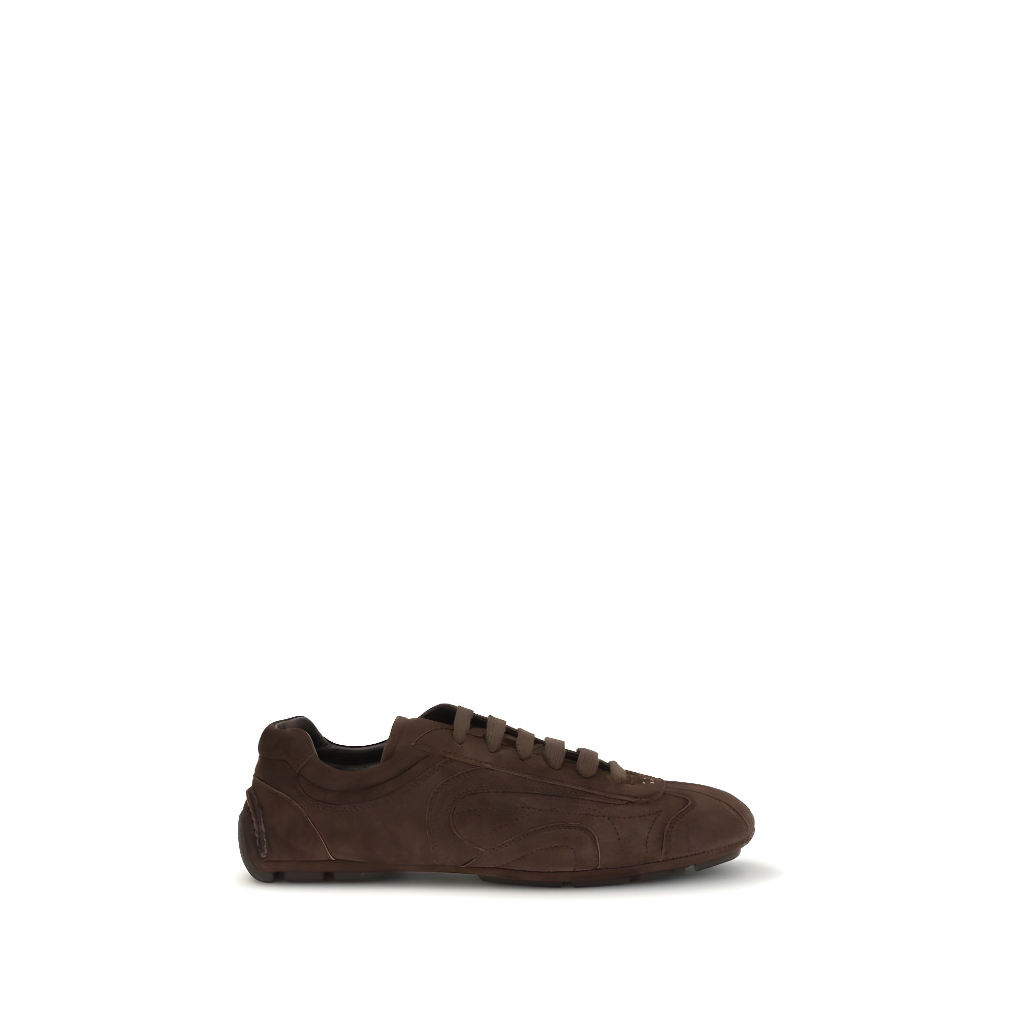 Sneakers sport Prada, maro, din piele de miel