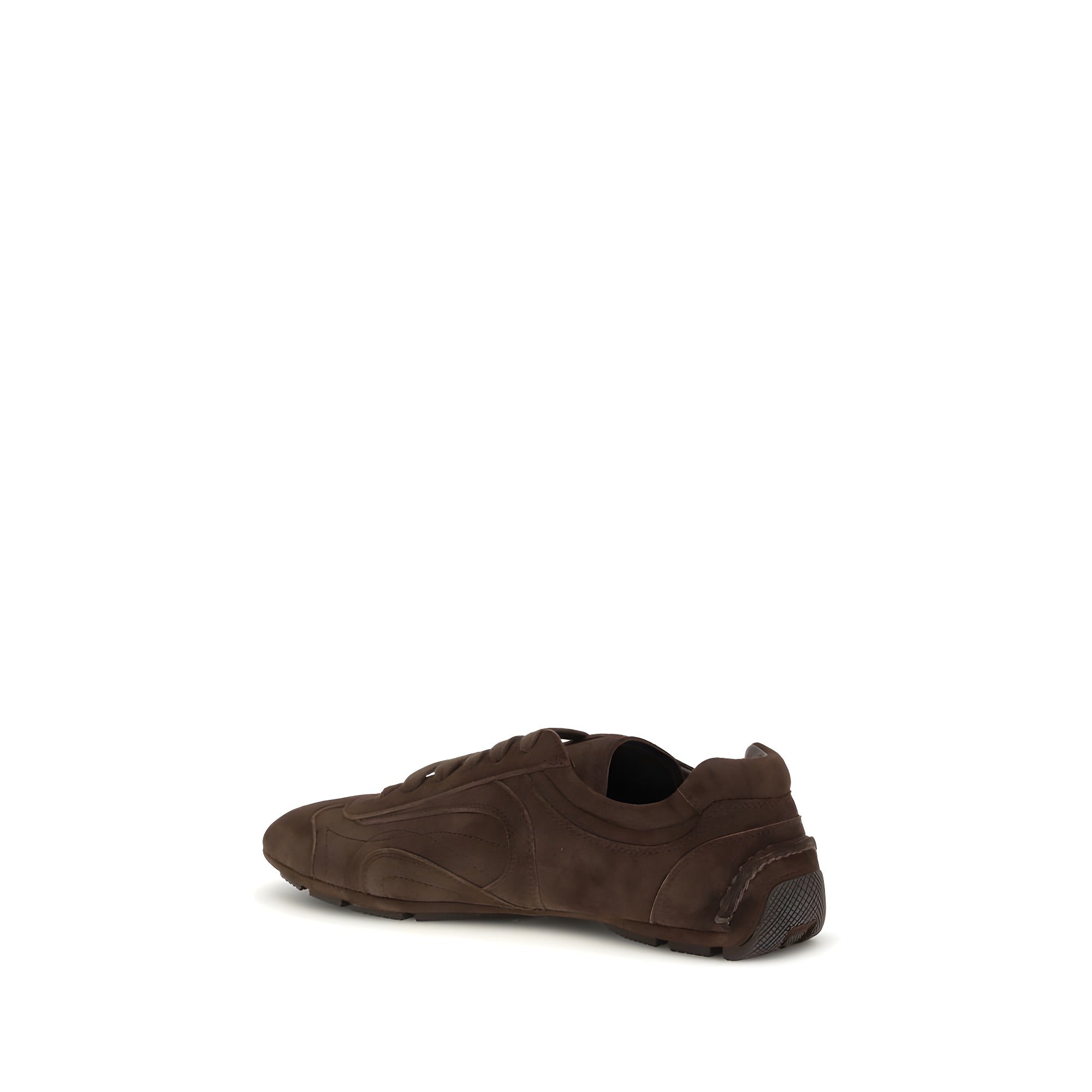 Sneakers sport Prada, maro, din piele de miel