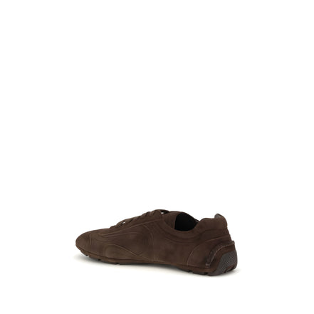 Sneakers sport Prada, maro, din piele de miel