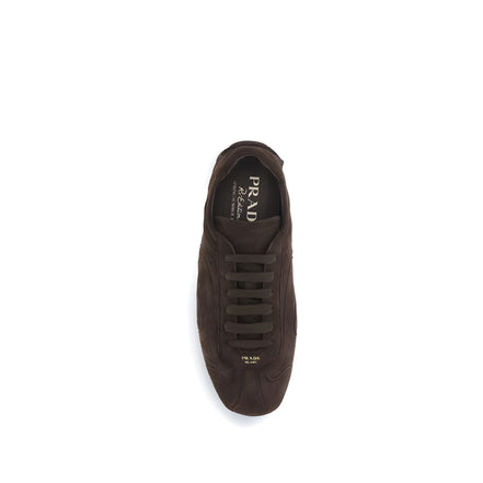 Sneakers sport Prada, maro, din piele de miel