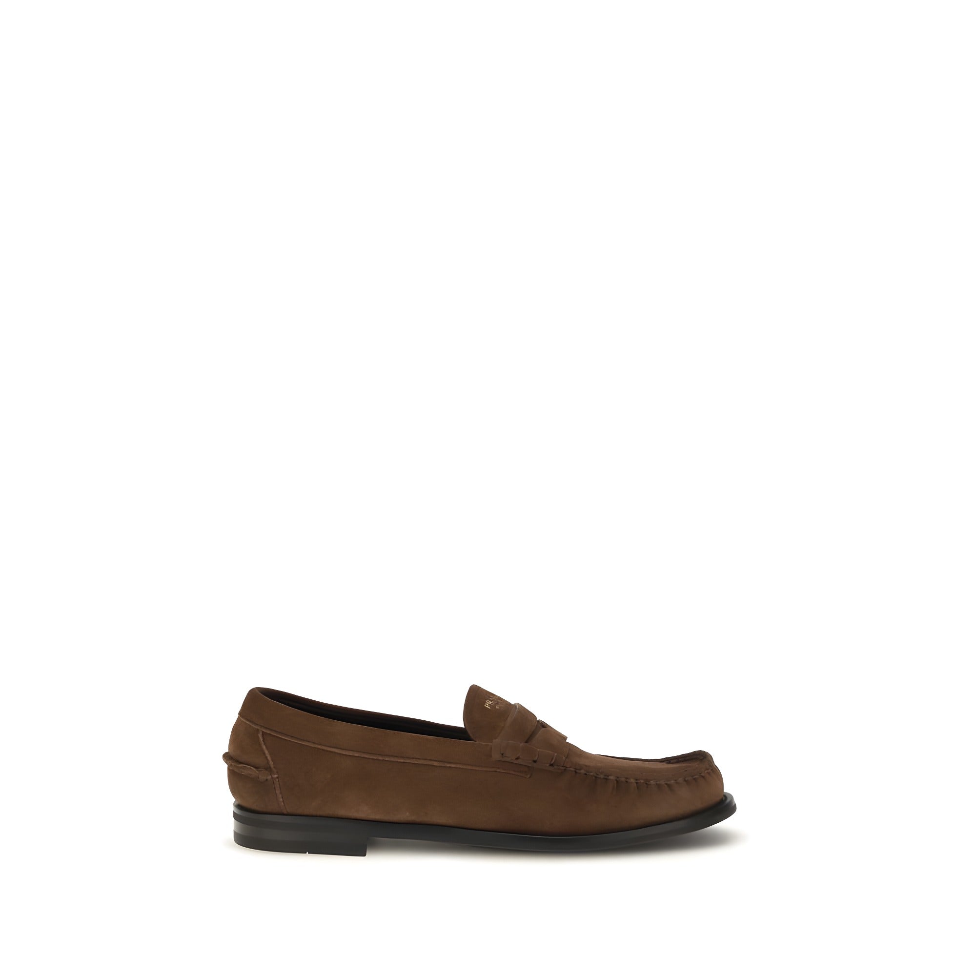 Mocasini slip-on Prada maro din piele întoarsă