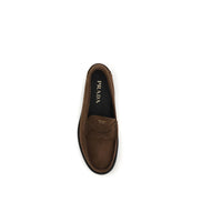 Mocasini slip-on Prada maro din piele întoarsă