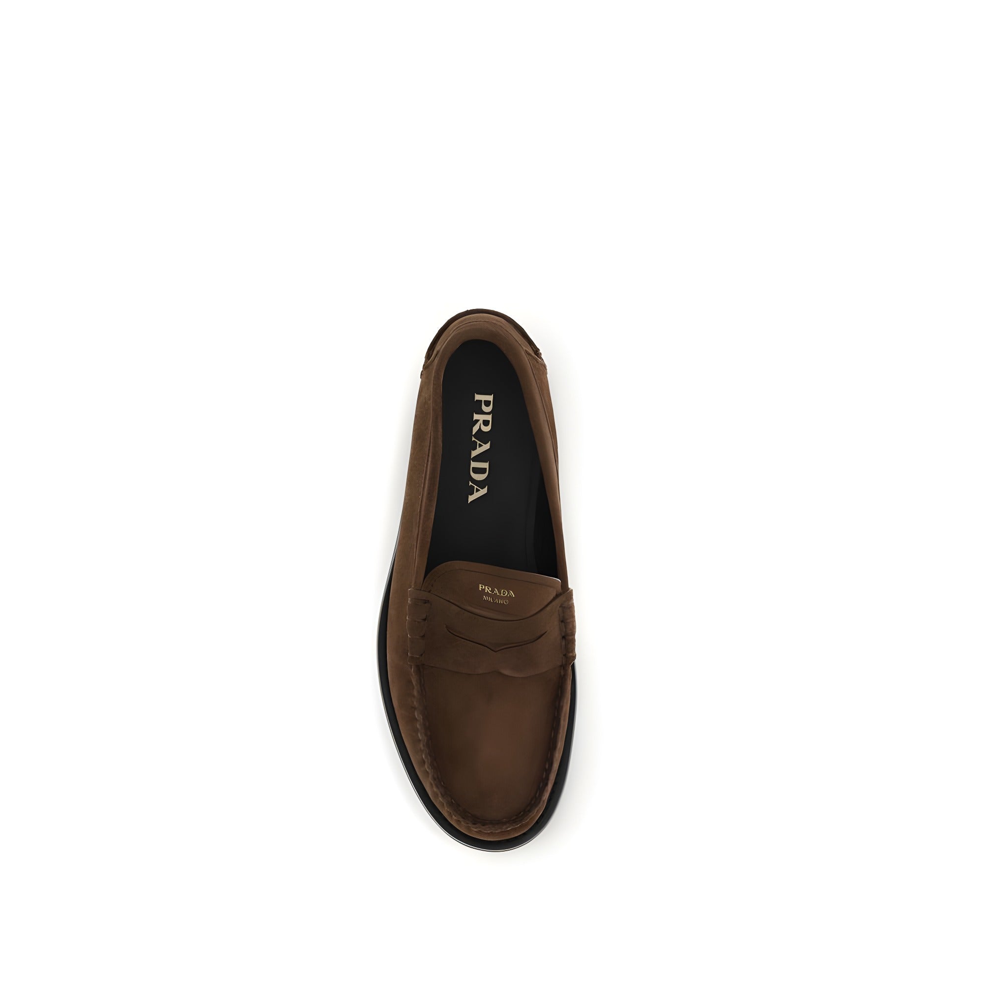 Mocasini slip-on Prada maro din piele întoarsă