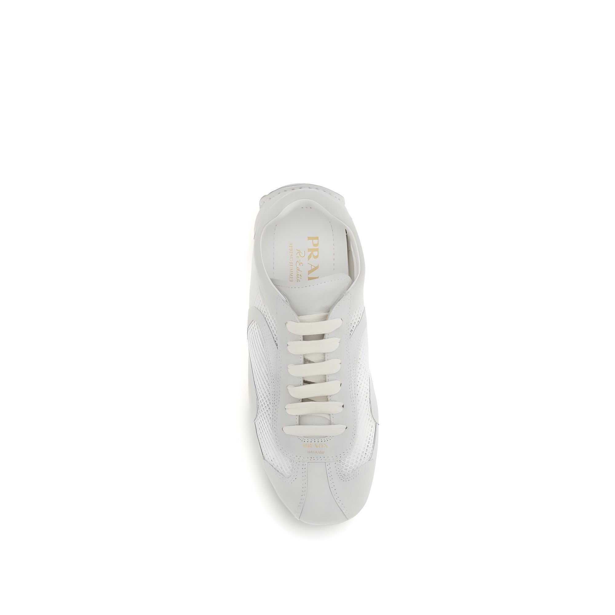 Sneakers low top Prada albi din material textil
