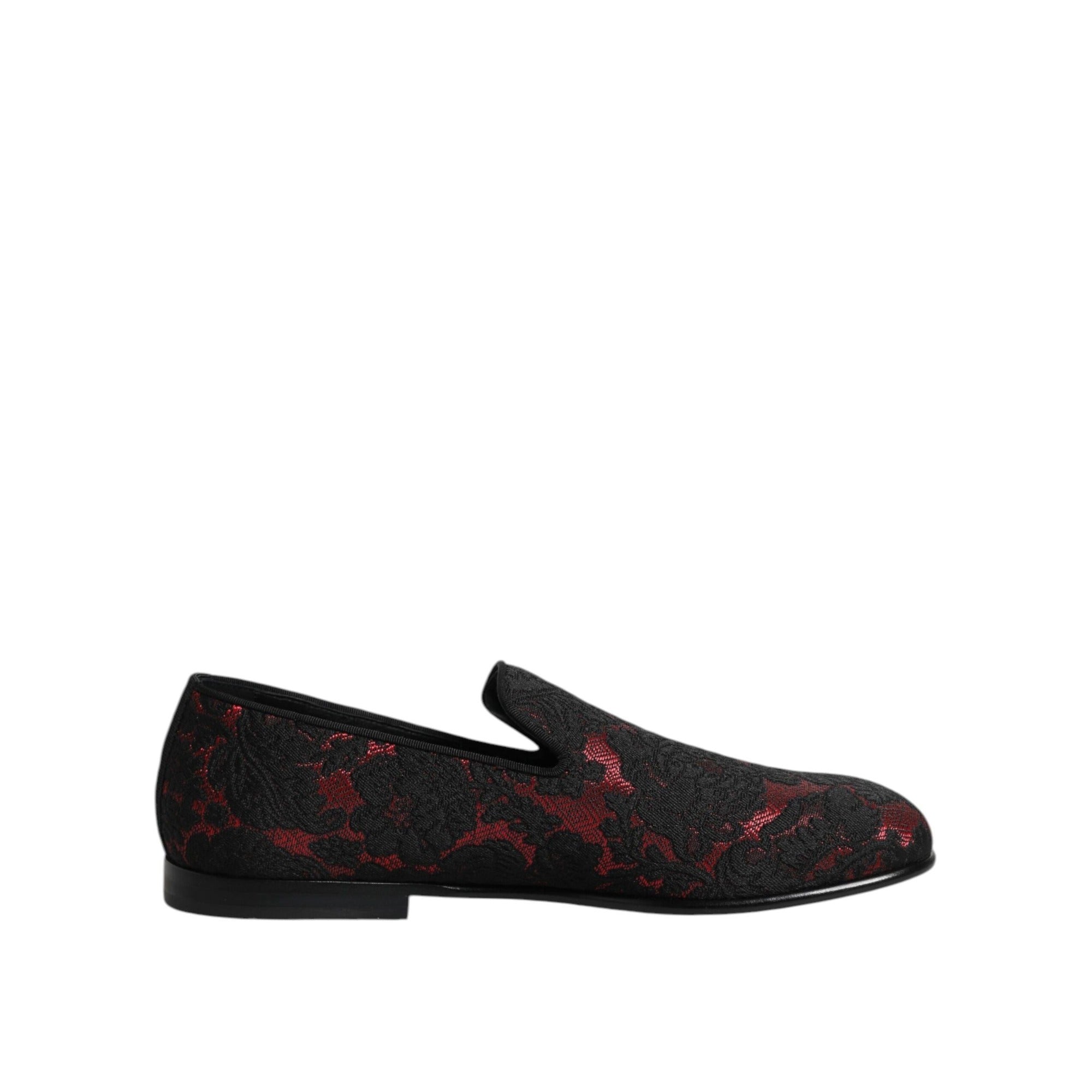 Mocassini slip-on jacard roșu-negru Dolce & Gabbana