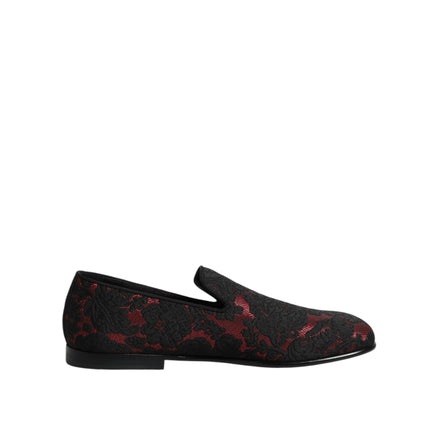 Mocassini slip-on jacard roșu-negru Dolce & Gabbana