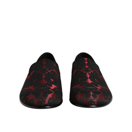Mocassini slip-on jacard roșu-negru Dolce & Gabbana