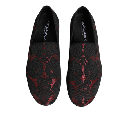 Mocassini slip-on jacard roșu-negru Dolce & Gabbana