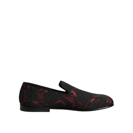 Mocassini slip-on jacard roșu-negru Dolce & Gabbana