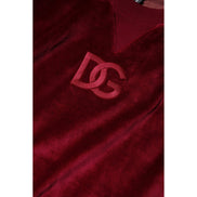 Pulover Dolce & Gabbana din catifea roșie de bumbac cu guler rotund